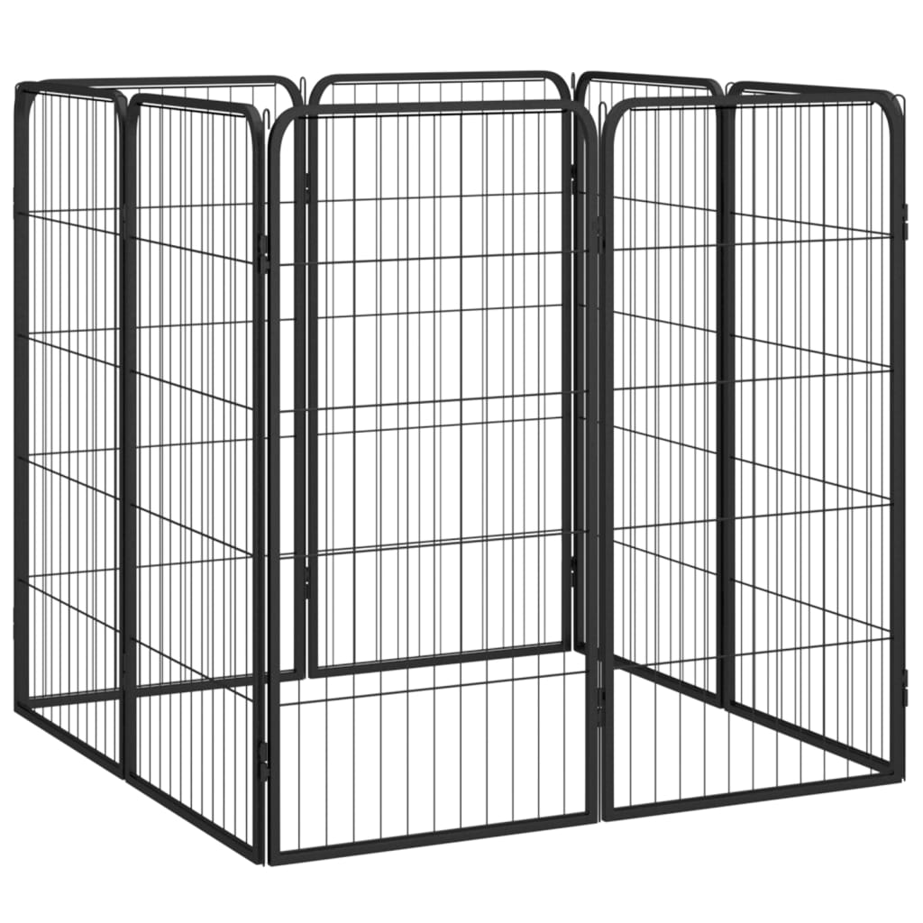 vidaXL 8-tlg. Hundelaufstall Schwarz 50x100 cm Stahl Pulverbeschichtet