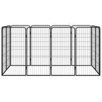 vidaXL 12-tlg. Hundelaufstall Schwarz 50x100cm Stahl Pulverbeschichtet