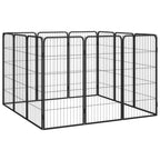 vidaXL 12-tlg. Hundelaufstall Schwarz 50x100cm Stahl Pulverbeschichtet