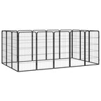 vidaXL 16-tlg. Hundelaufstall Schwarz 50x100cm Stahl Pulverbeschichtet