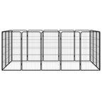 vidaXL 16-tlg. Hundelaufstall Schwarz 50x100cm Stahl Pulverbeschichtet