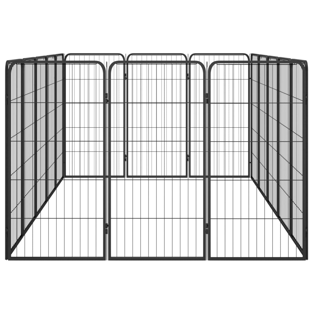 vidaXL 16-tlg. Hundelaufstall Schwarz 50x100cm Stahl Pulverbeschichtet