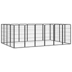 vidaXL 20-tlg. Hundelaufstall Schwarz 50x100cm Stahl Pulverbeschichtet