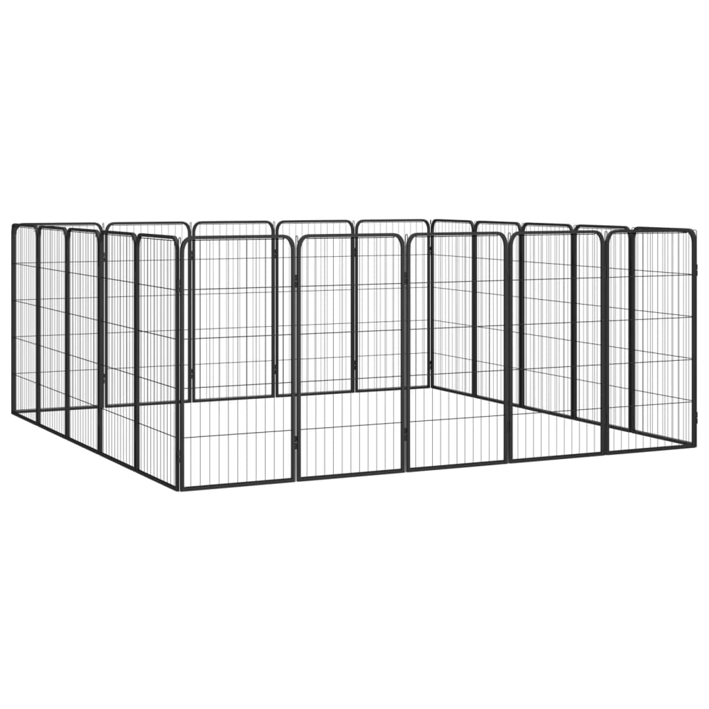 vidaXL 20-tlg. Hundelaufstall Schwarz 50x100cm Stahl Pulverbeschichtet