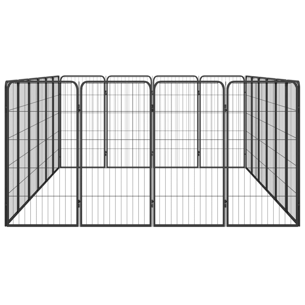 vidaXL 20-tlg. Hundelaufstall Schwarz 50x100cm Stahl Pulverbeschichtet