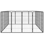 vidaXL 20-tlg. Hundelaufstall Schwarz 50x100cm Stahl Pulverbeschichtet