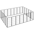 vidaXL 24-tlg. Hundelaufstall Schwarz 50x100cm Stahl Pulverbeschichtet