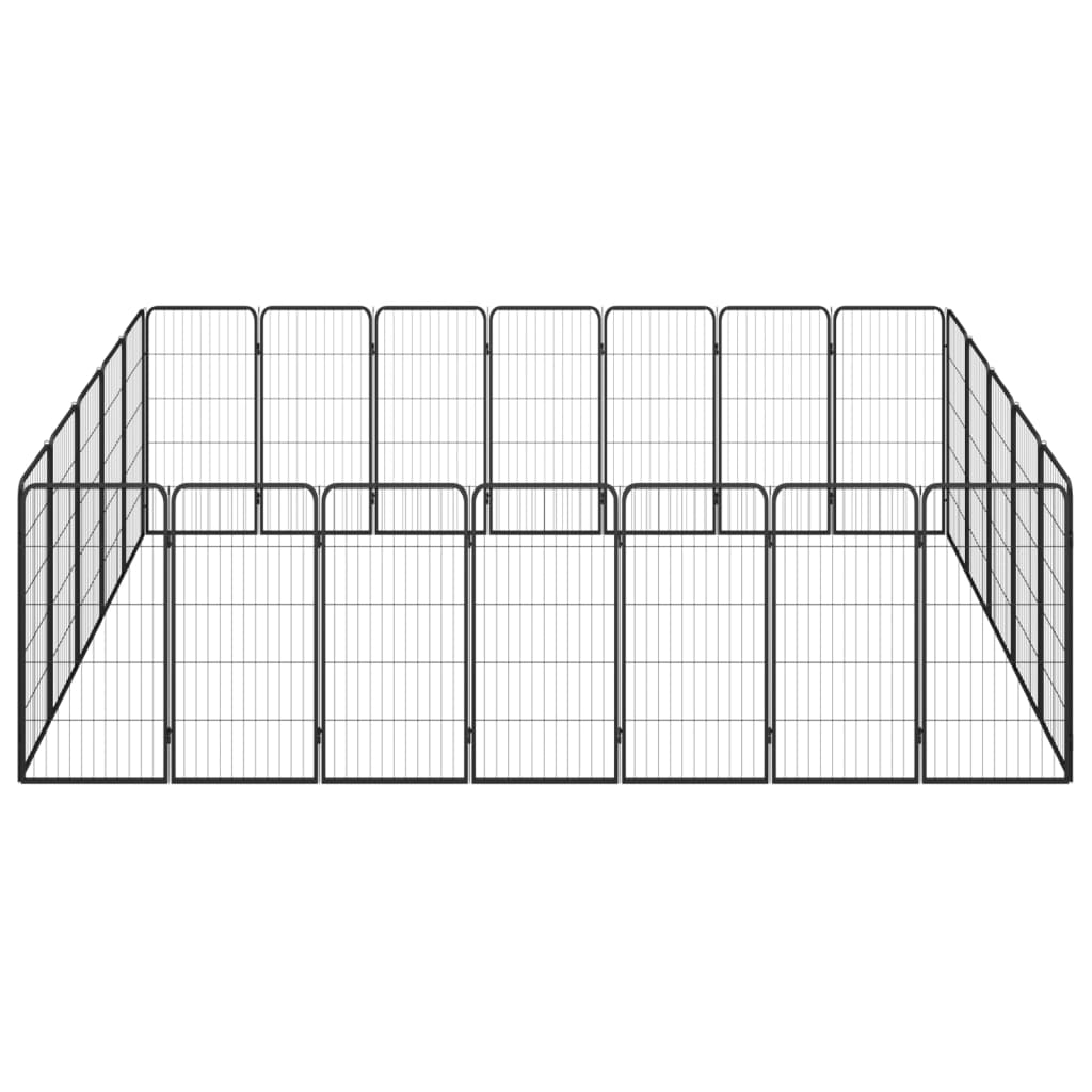vidaXL 24-tlg. Hundelaufstall Schwarz 50x100cm Stahl Pulverbeschichtet