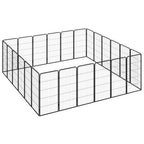 vidaXL 24-tlg. Hundelaufstall Schwarz 50x100cm Stahl Pulverbeschichtet