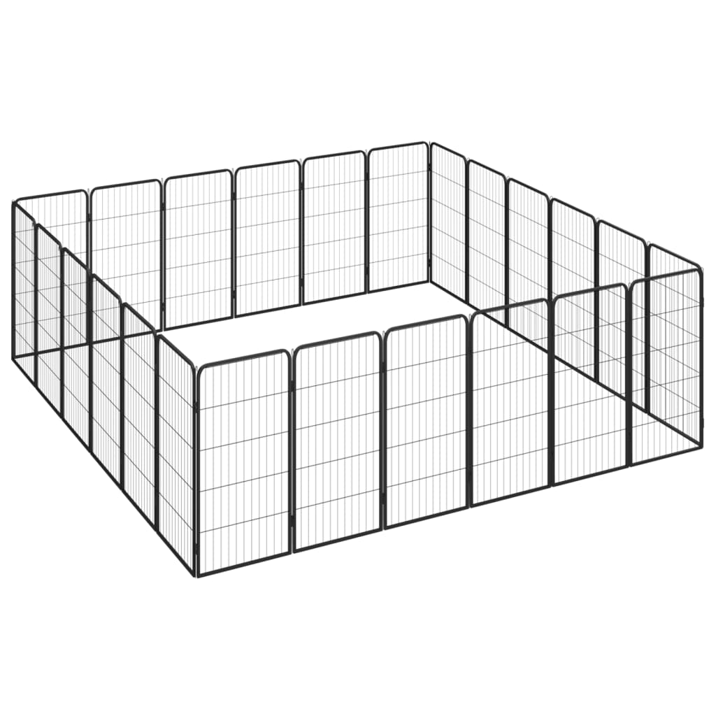 vidaXL 24-tlg. Hundelaufstall Schwarz 50x100cm Stahl Pulverbeschichtet
