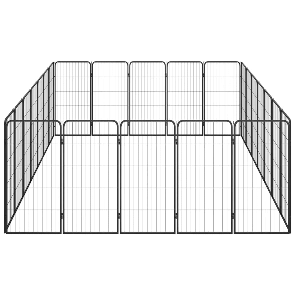 vidaXL 24-tlg. Hundelaufstall Schwarz 50x100cm Stahl Pulverbeschichtet