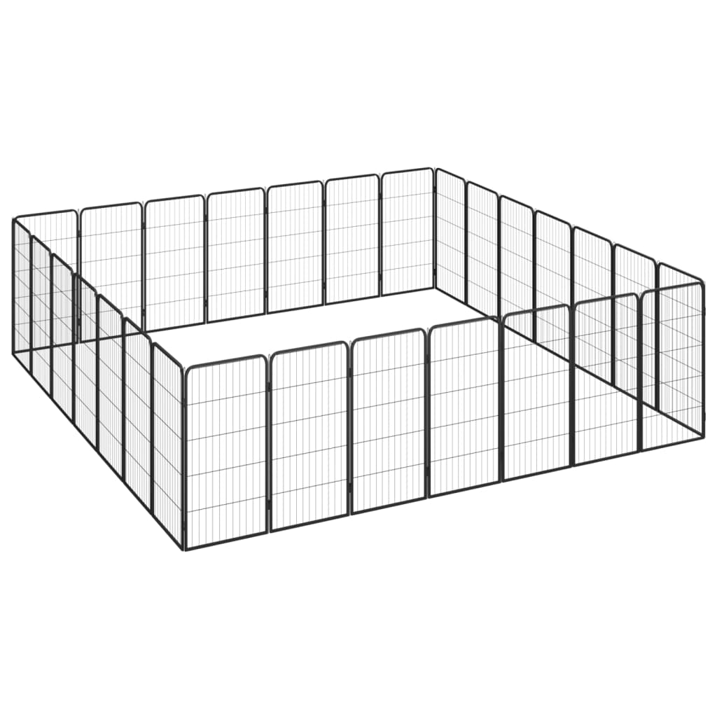 vidaXL 28-tlg. Hundelaufstall Schwarz 50x100cm Stahl Pulverbeschichtet