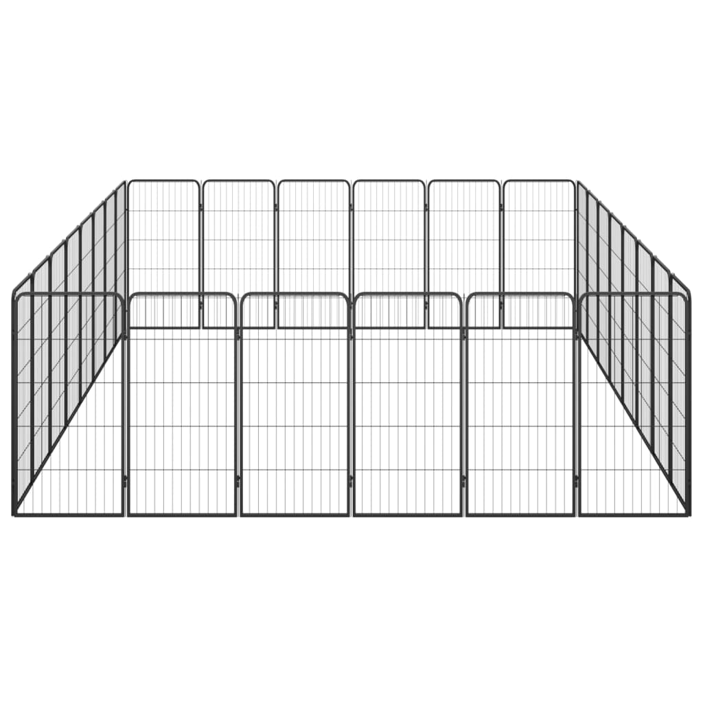 vidaXL 28-tlg. Hundelaufstall Schwarz 50x100cm Stahl Pulverbeschichtet