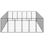 vidaXL 28-tlg. Hundelaufstall Schwarz 50x100cm Stahl Pulverbeschichtet
