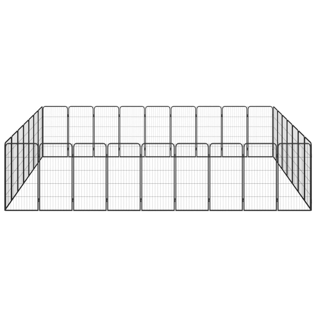 vidaXL 32-tlg. Hundelaufstall Schwarz 50x100cm Stahl Pulverbeschichtet