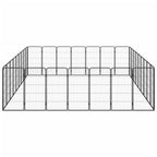 vidaXL 32-tlg. Hundelaufstall Schwarz 50x100cm Stahl Pulverbeschichtet