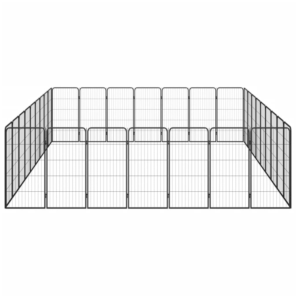 vidaXL 32-tlg. Hundelaufstall Schwarz 50x100cm Stahl Pulverbeschichtet