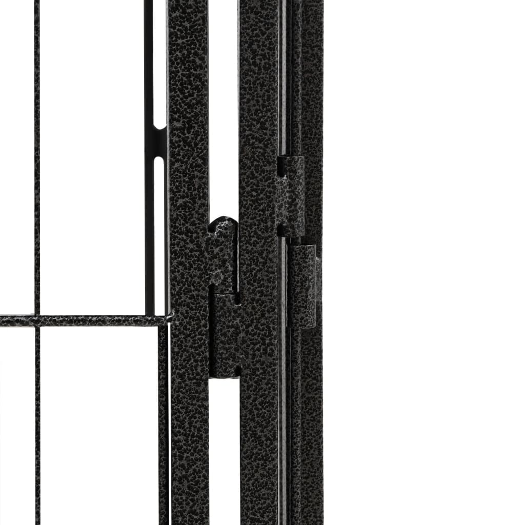 vidaXL 32-tlg. Hundelaufstall Schwarz 50x100cm Stahl Pulverbeschichtet