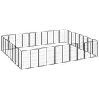vidaXL 36-tlg. Hundelaufstall Schwarz 50x100cm Stahl Pulverbeschichtet