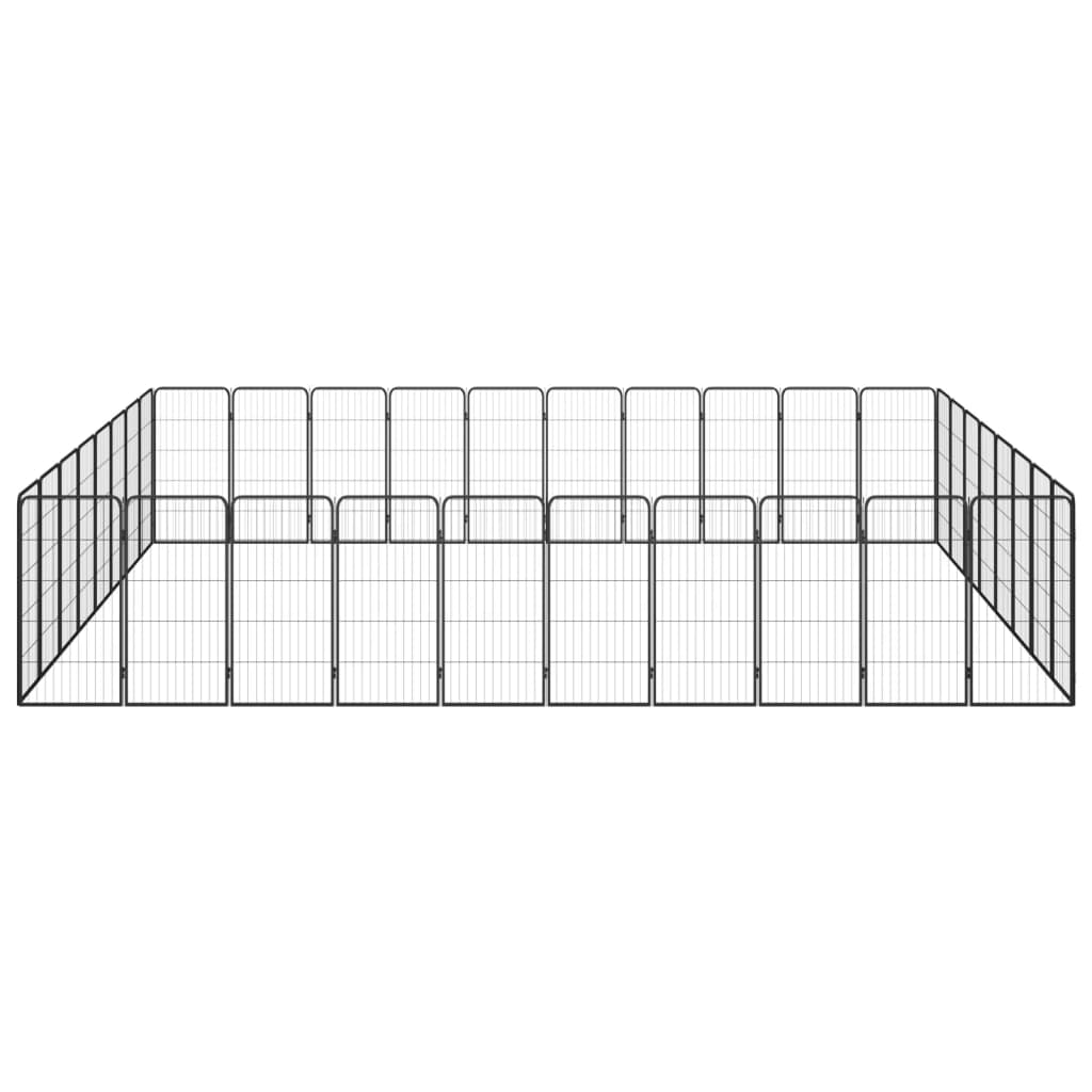 vidaXL 36-tlg. Hundelaufstall Schwarz 50x100cm Stahl Pulverbeschichtet