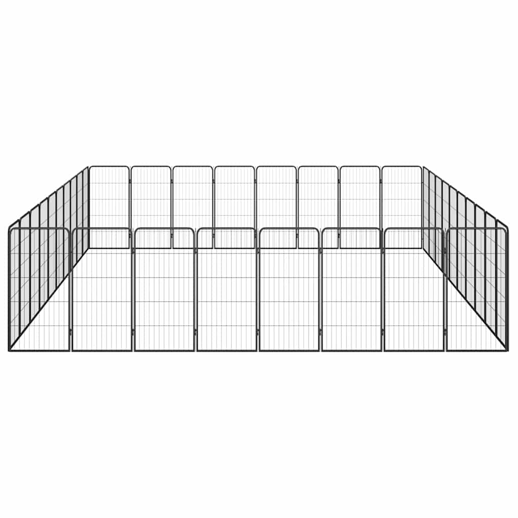 vidaXL 36-tlg. Hundelaufstall Schwarz 50x100cm Stahl Pulverbeschichtet