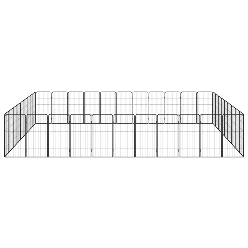 vidaXL 40-tlg. Hundelaufstall Schwarz 50x100cm Stahl Pulverbeschichtet
