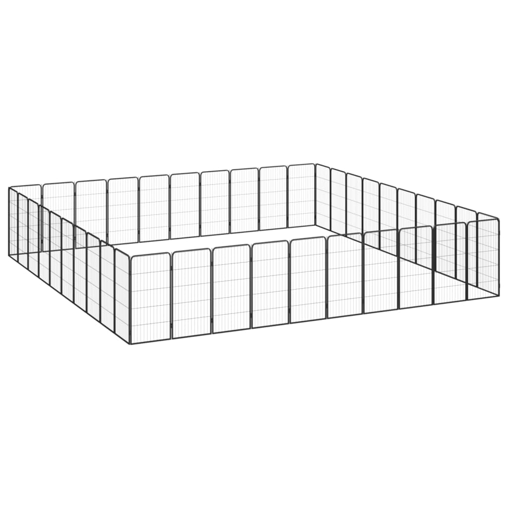 vidaXL 40-tlg. Hundelaufstall Schwarz 50x100cm Stahl Pulverbeschichtet