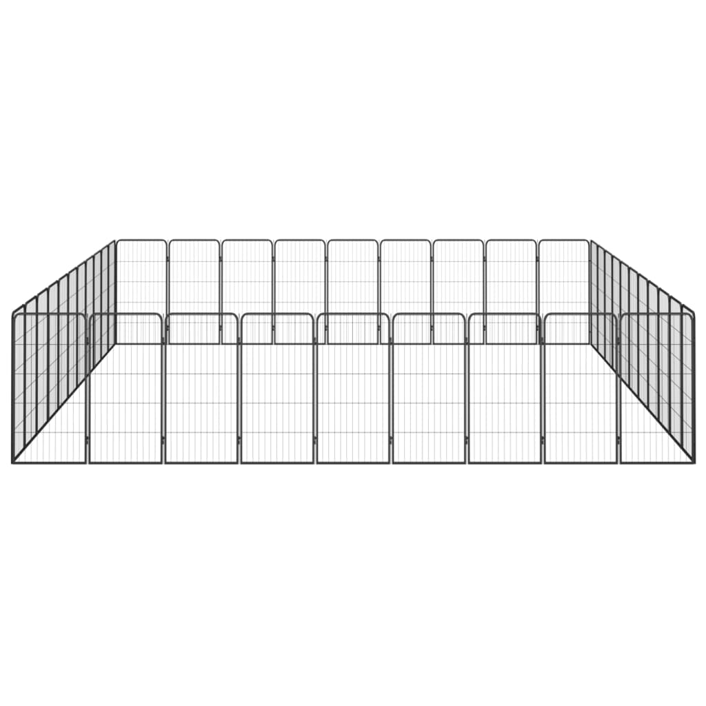 vidaXL 40-tlg. Hundelaufstall Schwarz 50x100cm Stahl Pulverbeschichtet