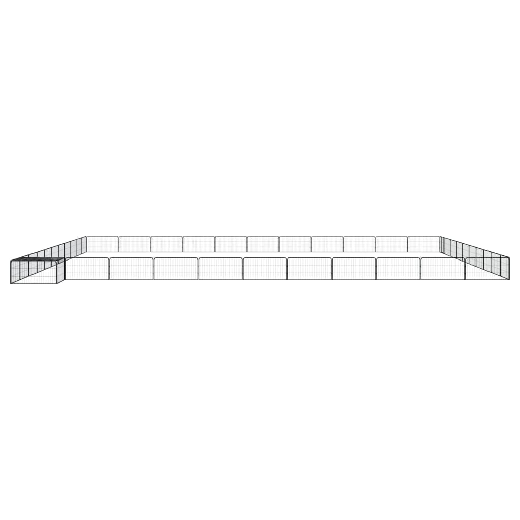 vidaXL 44-tlg. Hundelaufstall Schwarz 100x50cm Stahl Pulverbeschichtet