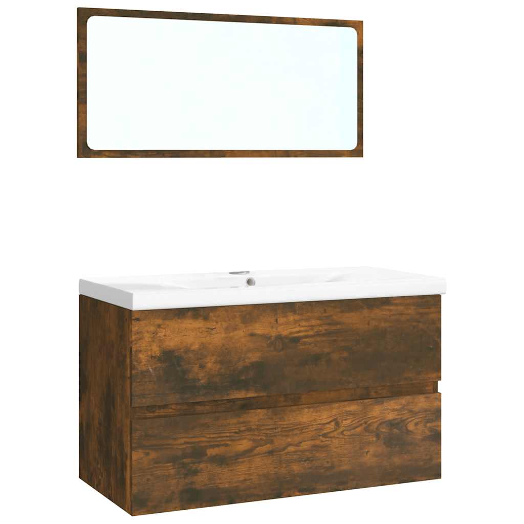 vidaXL Badmöbel-Set Räuchereiche Holzwerkstoff