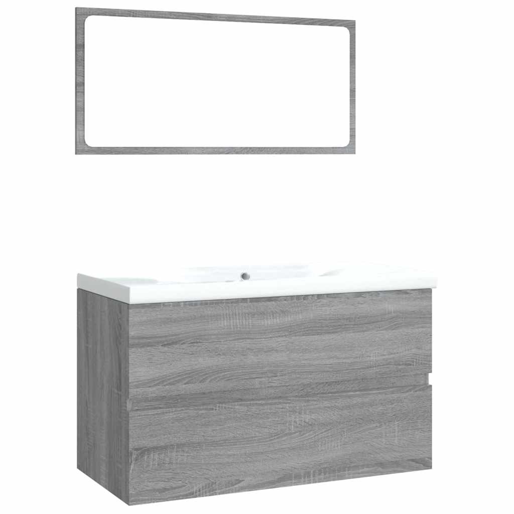 vidaXL Badmöbel-Set Grau Sonoma Holzwerkstoff