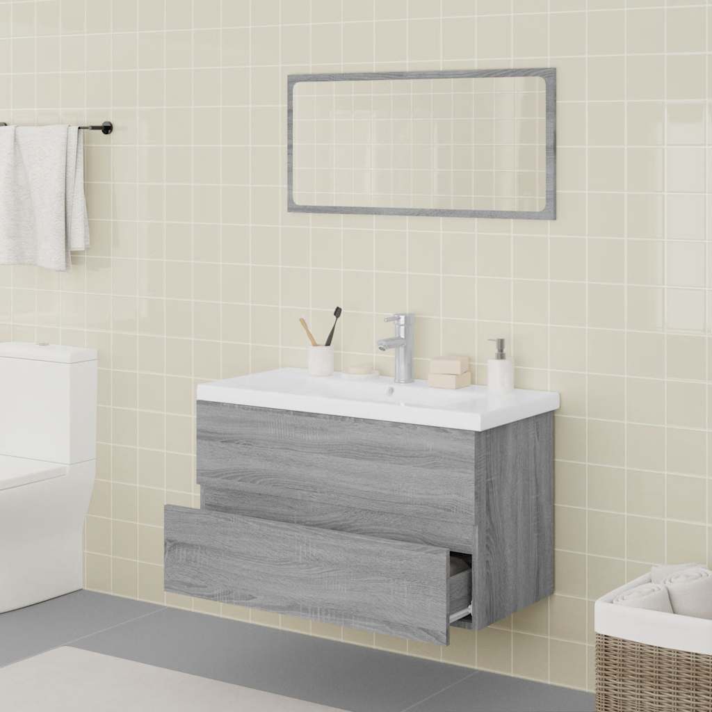 vidaXL Badmöbel-Set Grau Sonoma Holzwerkstoff