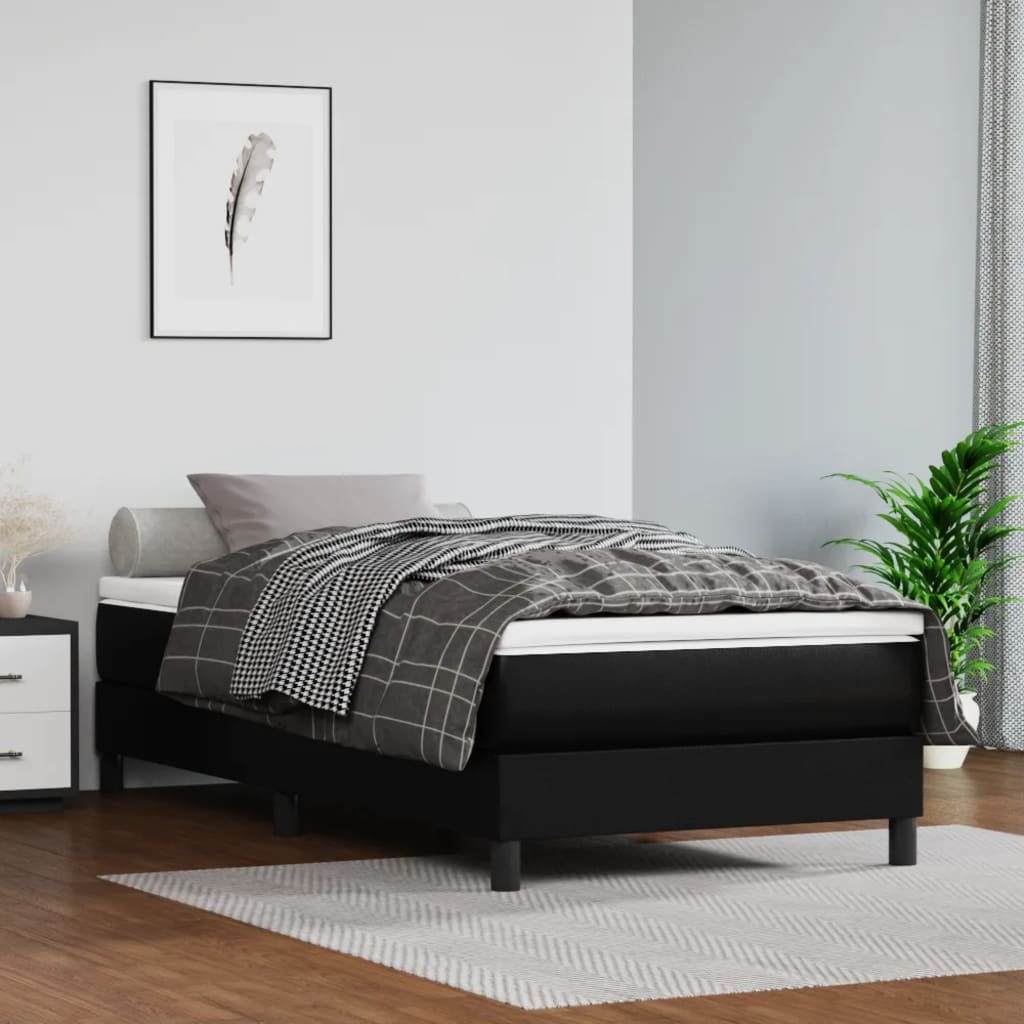 vidaXL Taschenfederkernmatratze Mittel Schwarz 80x200x20 cm Kunstleder