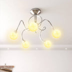 vidaXL Deckenleuchte mit Runden Glasschirmen für 5 G9 LED-Leuchtmittel