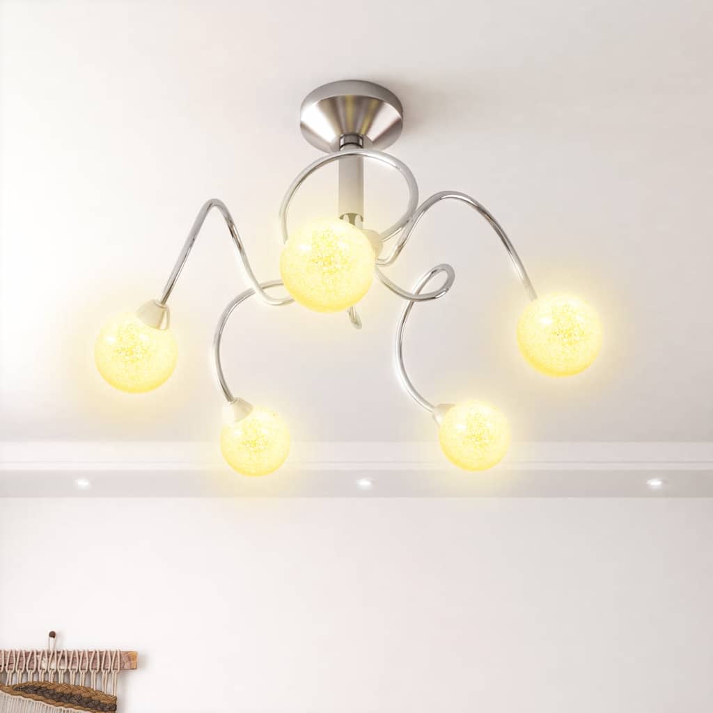 vidaXL Deckenleuchte mit Runden Glasschirmen für 5 G9 LED-Leuchtmittel