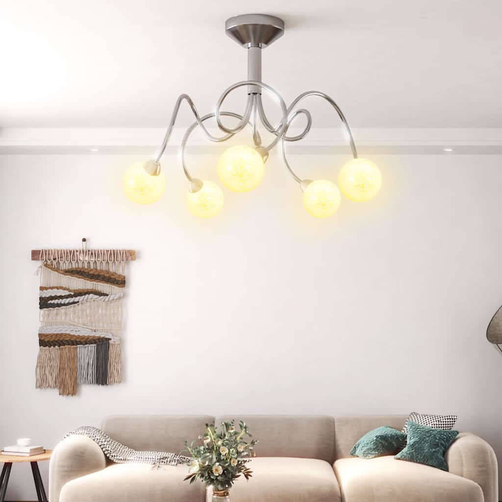 vidaXL Deckenleuchte mit Runden Glasschirmen für 5 G9 LED-Leuchtmittel