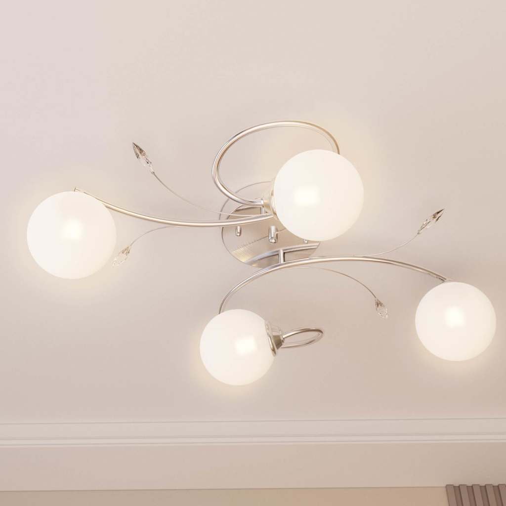 vidaXL Deckenleuchte mit Runden Glasschirmen für 4 G9 LED-Leuchtmittel