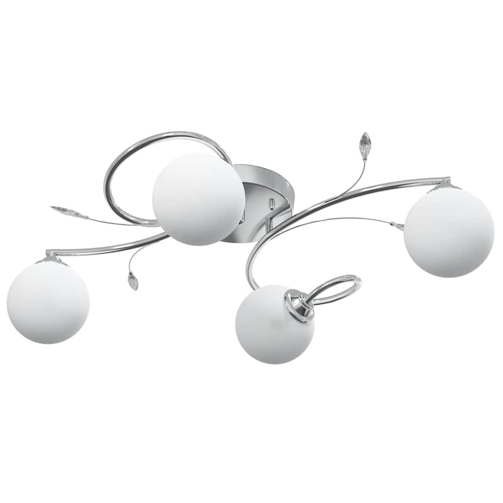 vidaXL Deckenleuchte mit Runden Glasschirmen für 4 G9 LED-Leuchtmittel