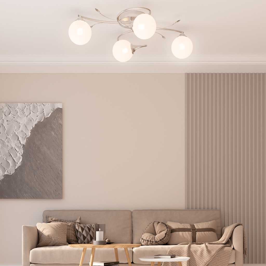 vidaXL Deckenleuchte mit Runden Glasschirmen für 4 G9 LED-Leuchtmittel