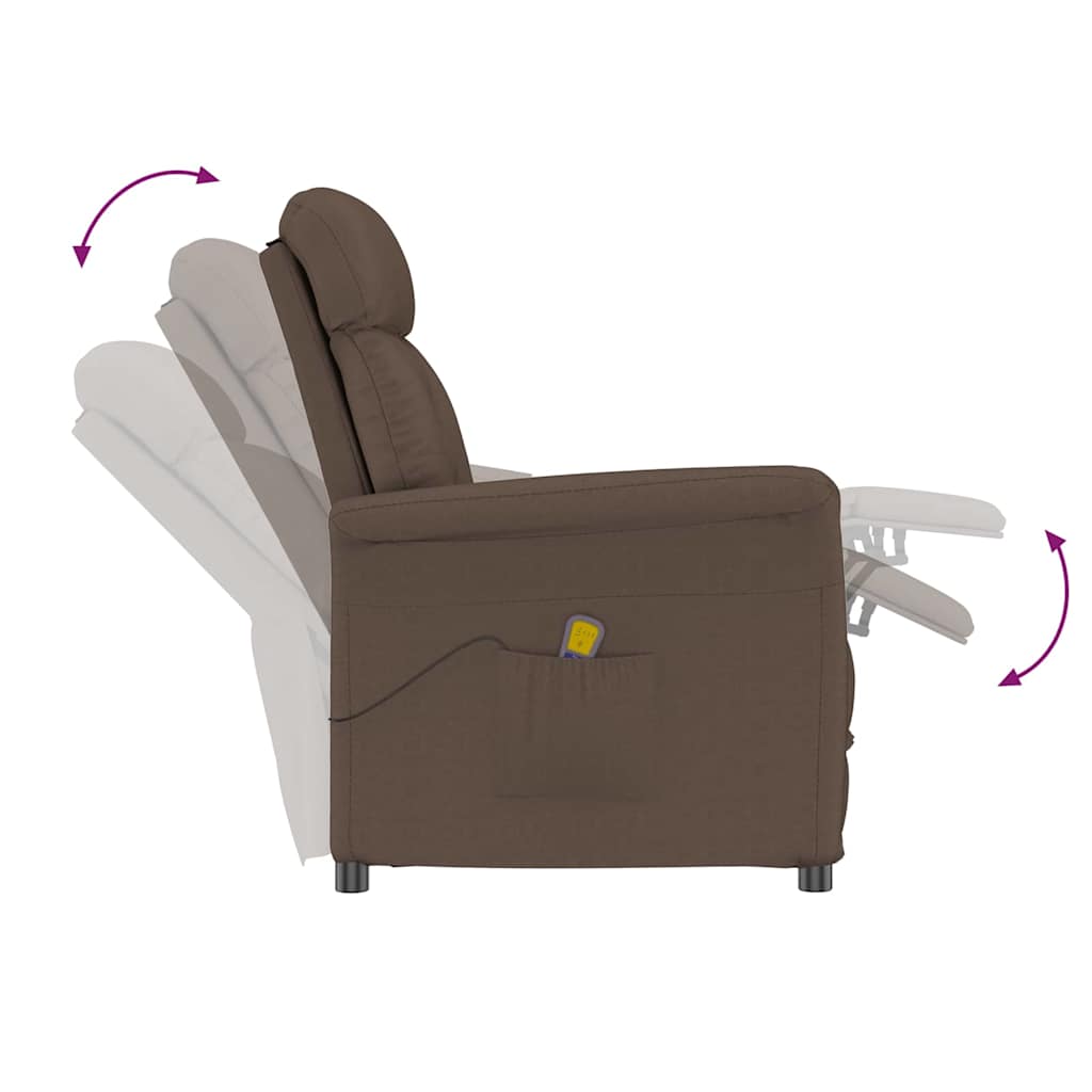 vidaXL Massagesessel Braun 96,5 x 70,5 x 95 cm Mikrofaser