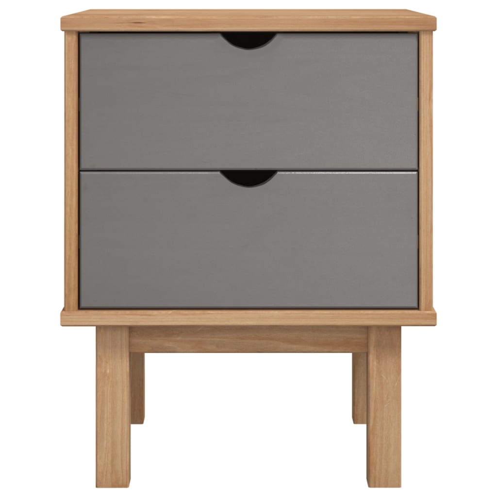 vidaXL Nachttisch OTTA Braun & Grau 45x39x57 cm Massivholz Kiefer