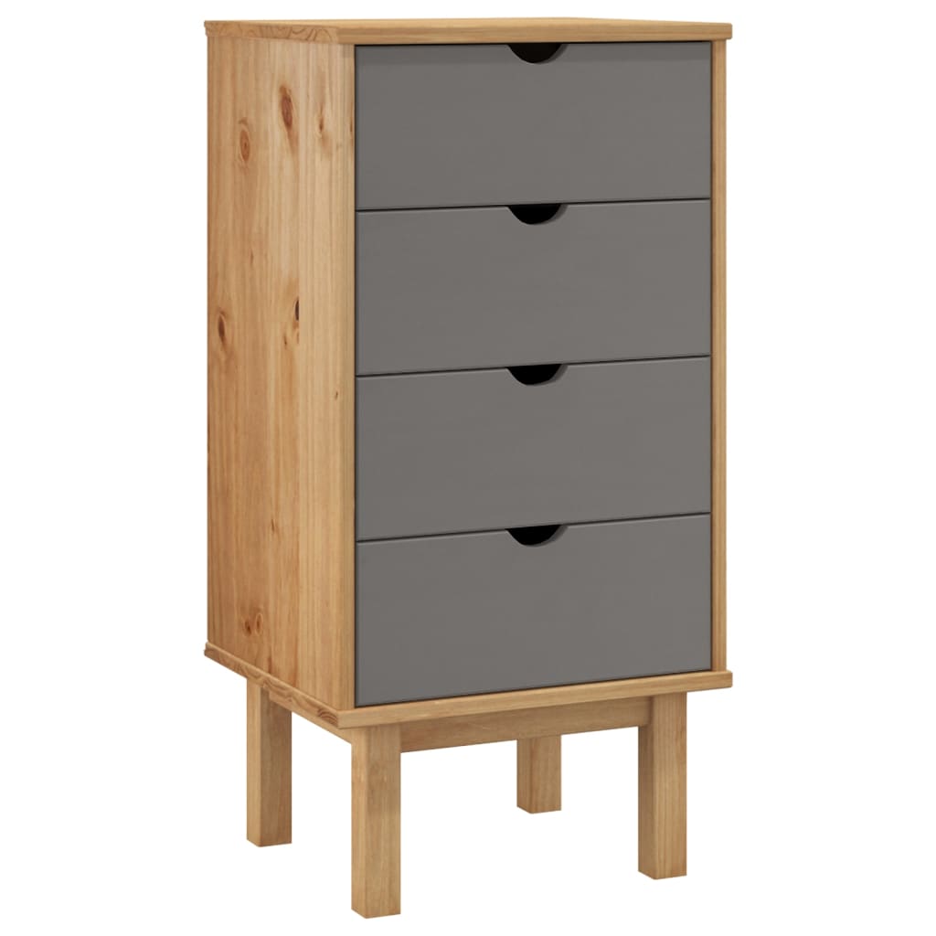 vidaXL Schubladenschrank OTTA Braun & Grau 45x39x90 cm Massivholz