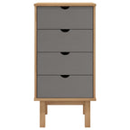 vidaXL Schubladenschrank OTTA Braun & Grau 45x39x90 cm Massivholz
