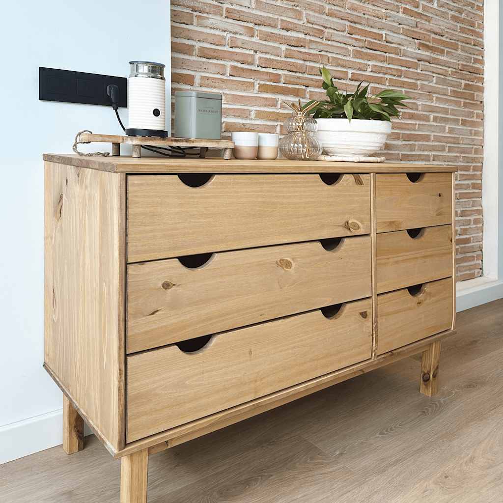 vidaXL Schubladenschrank OTTA 111x43x73,5 cm Massivholz Kiefer