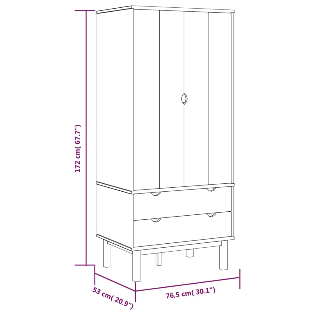 vidaXL Kleiderschrank OTTA 76,5x53x172 cm Massivholz Kiefer