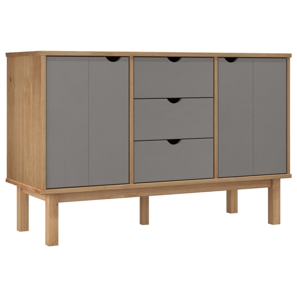 vidaXL Sideboard OTTA Braun&Grau 113,5x43x73 cm Massivholz Kiefer