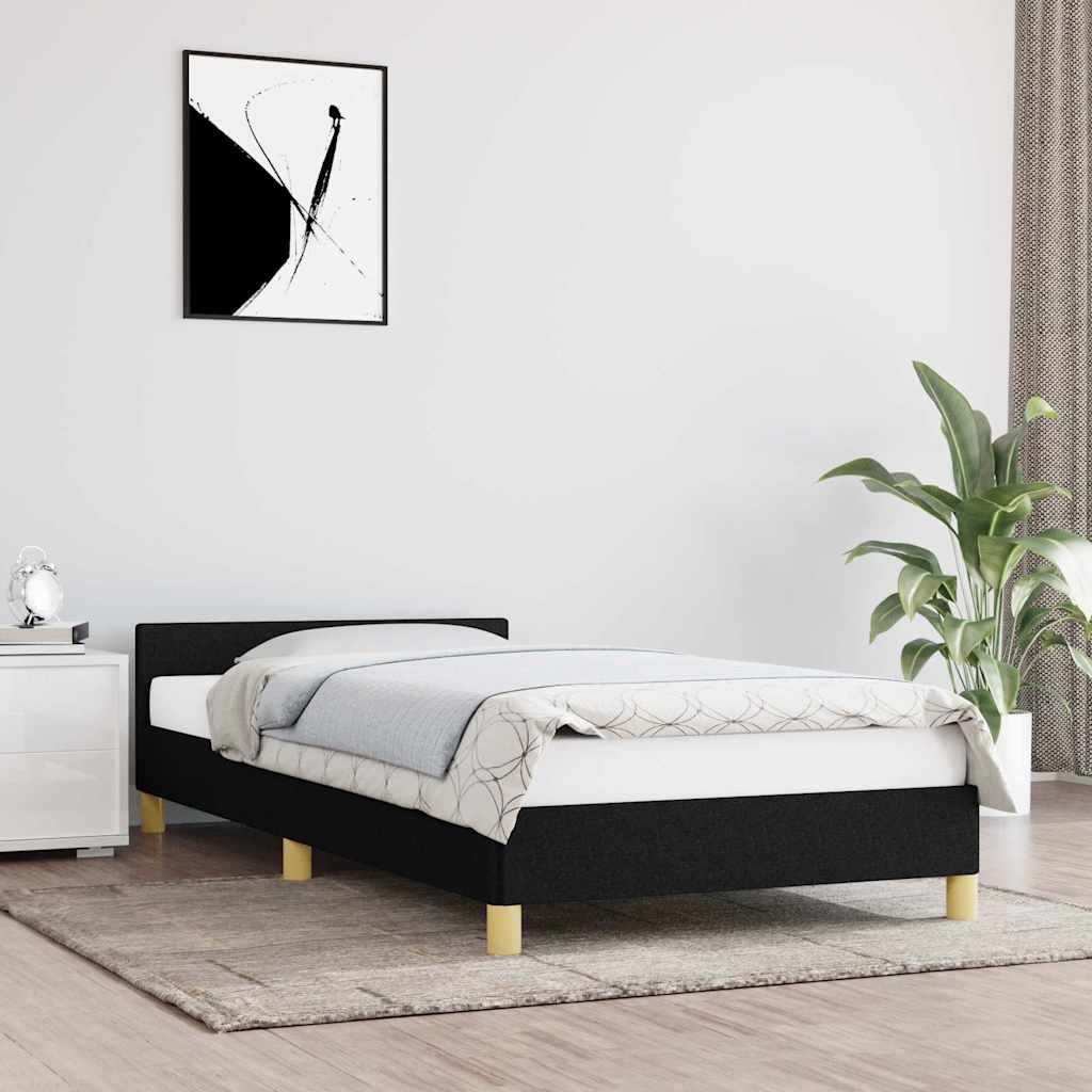 vidaXL Bettgestell mit Kopfteil ohne Matratze Schwarz 80x200 cm Stoff