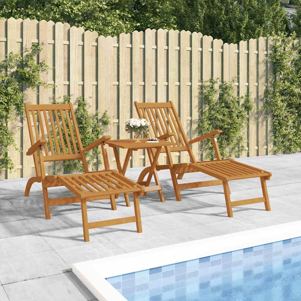 vidaXL Gartenliegen mit Fußteil 2 Stk. Massivholz Akazie