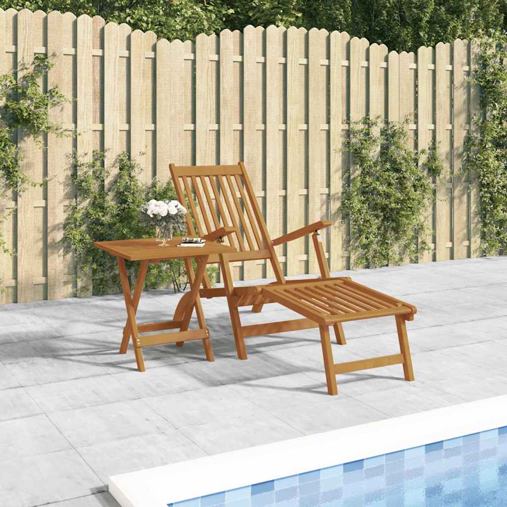 vidaXL Gartenliege mit Fußteil und Tisch Massivholz Akazie