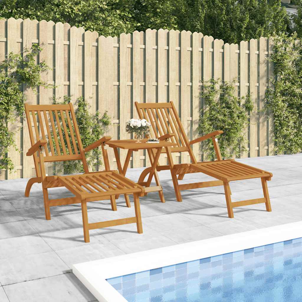 vidaXL Gartenliegen mit Fußteil und Tisch Massivholz Akazie